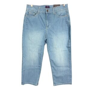 NYDJ Jeans Womens 10 Blue Ariel Crop Lift Tuck Denim Light Wash MAIB1439 NWT